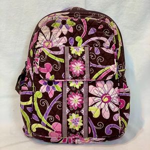 Vera Bradley Brown Pink and Green Backpack / Purse
